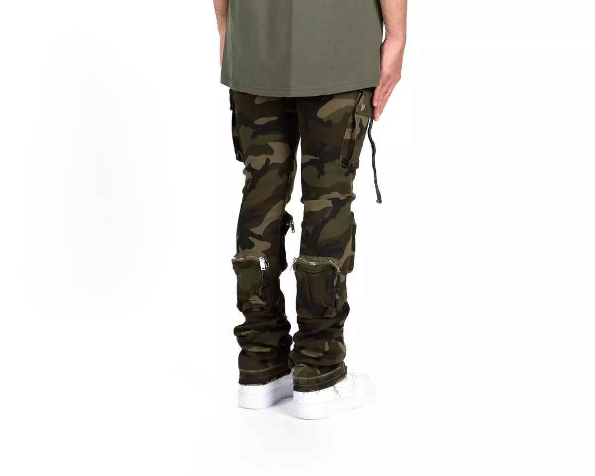 PHEELINGS NEVER LOOK BACK FLARE STACK DENIM (CAMO GREEN)