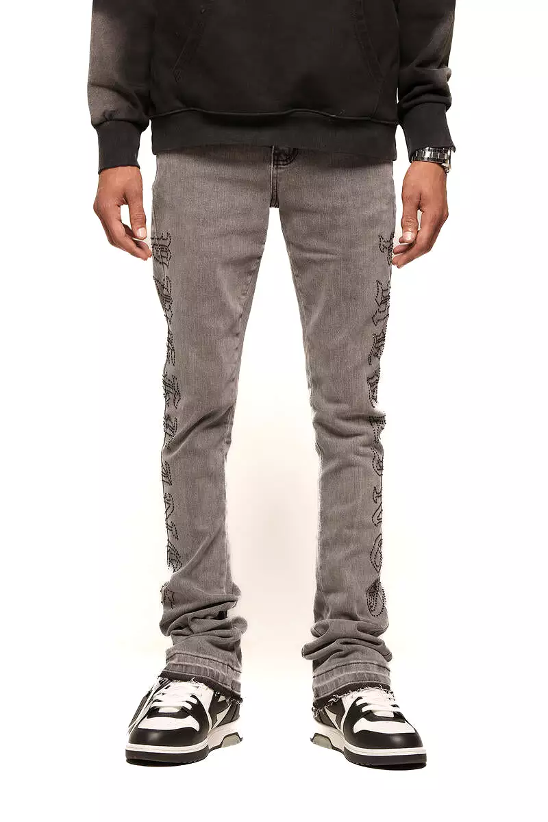 Pheelings RISING ABOVE FLARE STACK DENIM (CHARCOAL GREY)