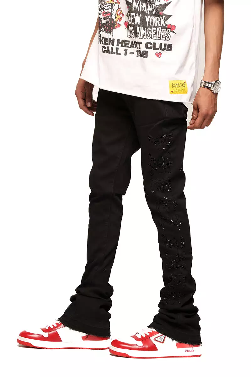 Pheelings RISING ABOVE FLARE STACK DENIM (JET BLACK)