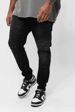 Plus Super Skinny Ripped Biker Jean | boohooMAN UK