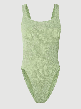 Polly Sage Halter Crinkle Knit One-Piece Swimsuit