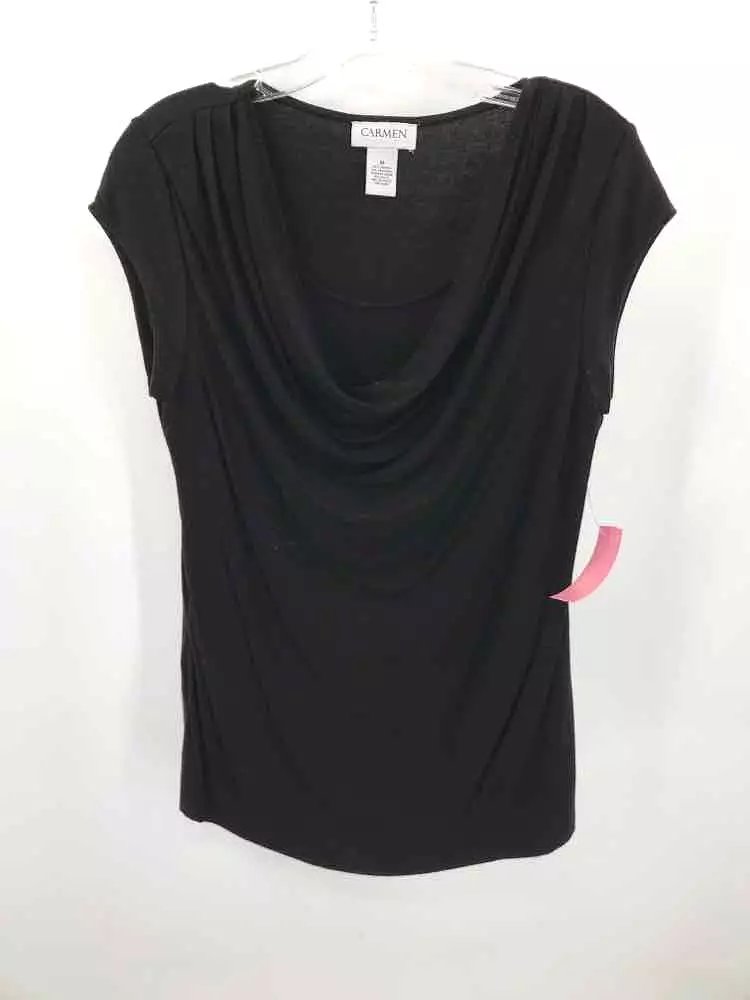 Pre-Owned Carmen Marc Valvo Black Size Medium Blouse