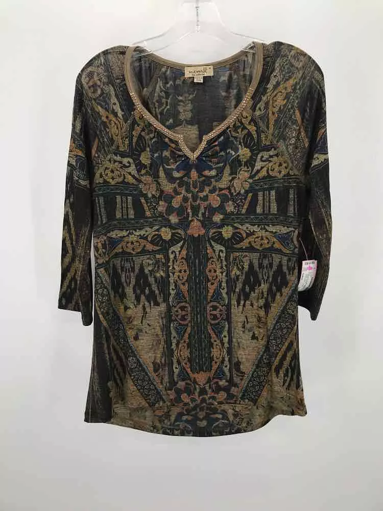 Pre-Owned One World Tan Size Medium Blouse