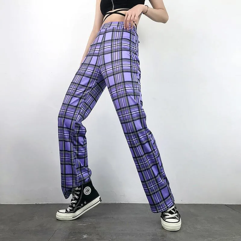 Purple Plaid Pants