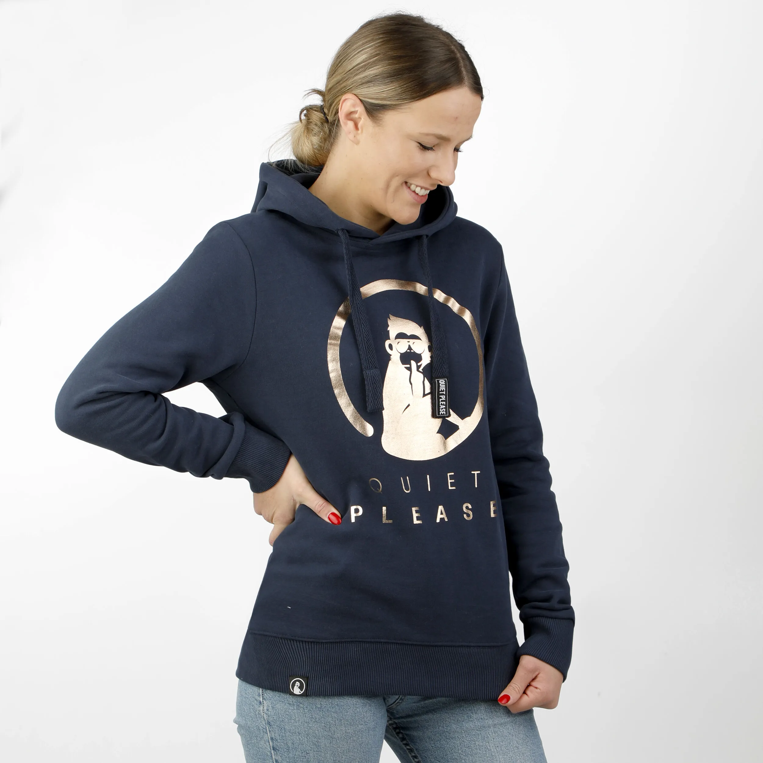 Quiet Please Baseline Logo Metallic Hoody Women