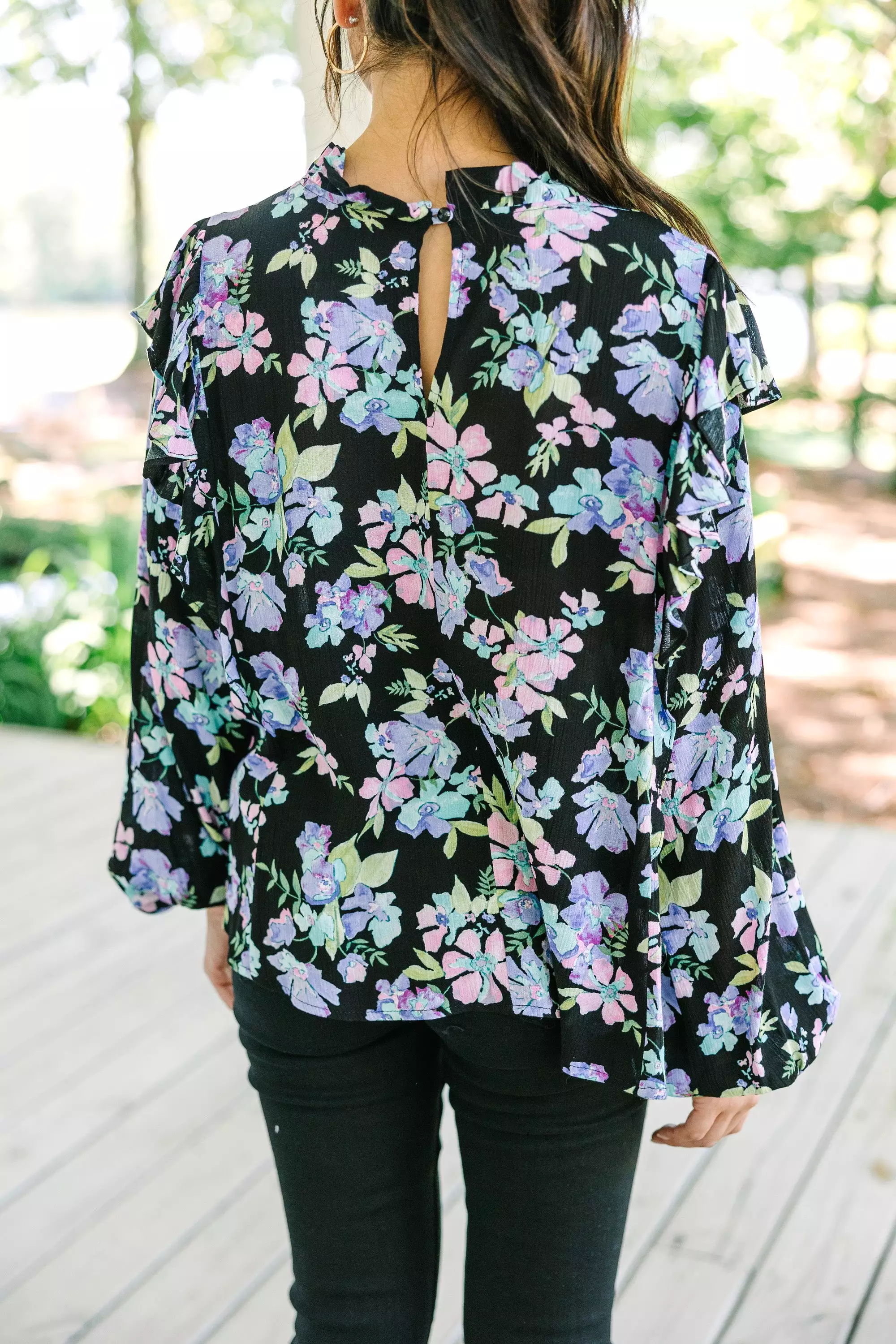 Ready For The Day Black Floral Blouse