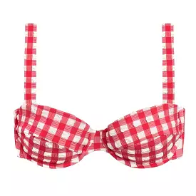 Red Gingham Bustier Bikini Top