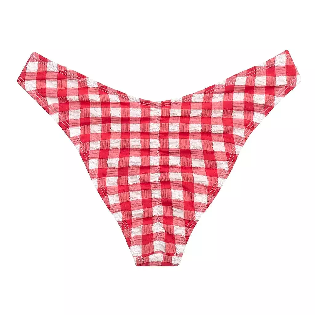 Red Gingham Lulu Scrunch Bikini Bottom