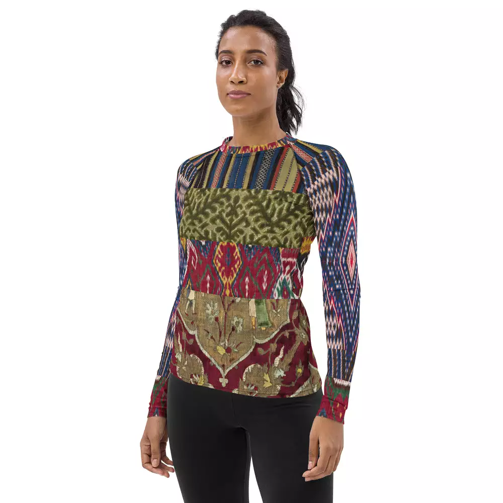 Red Melange Fashion Rashguard Top