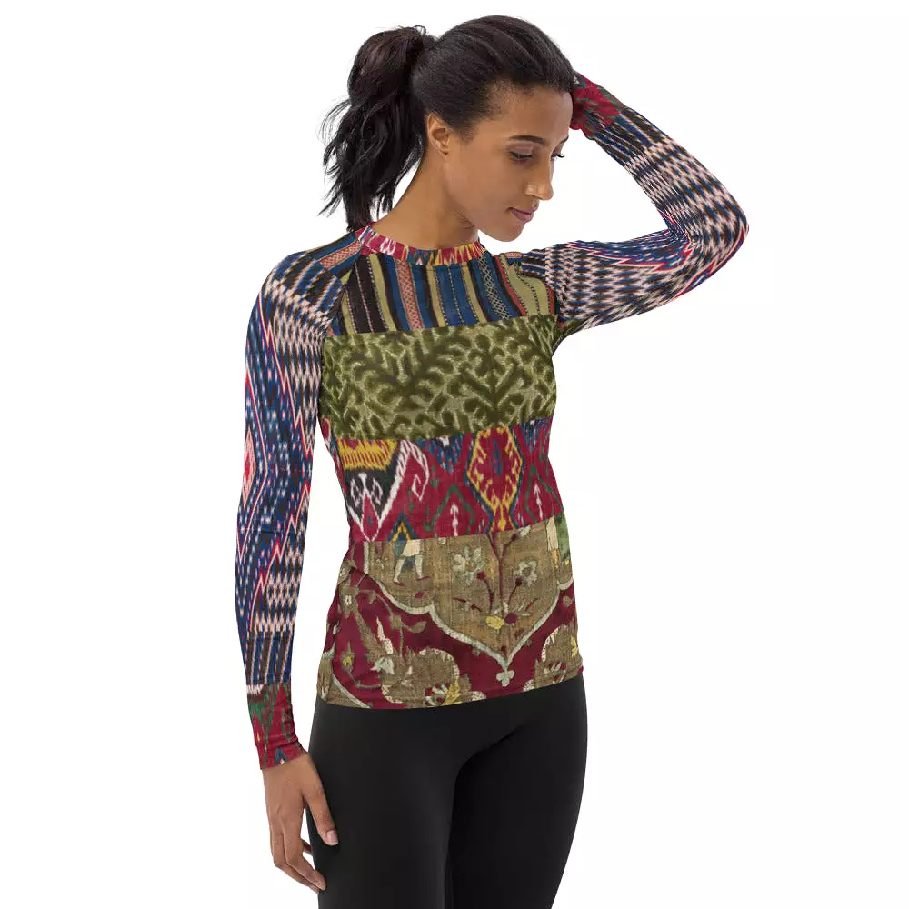 Red Melange Fashion Rashguard Top