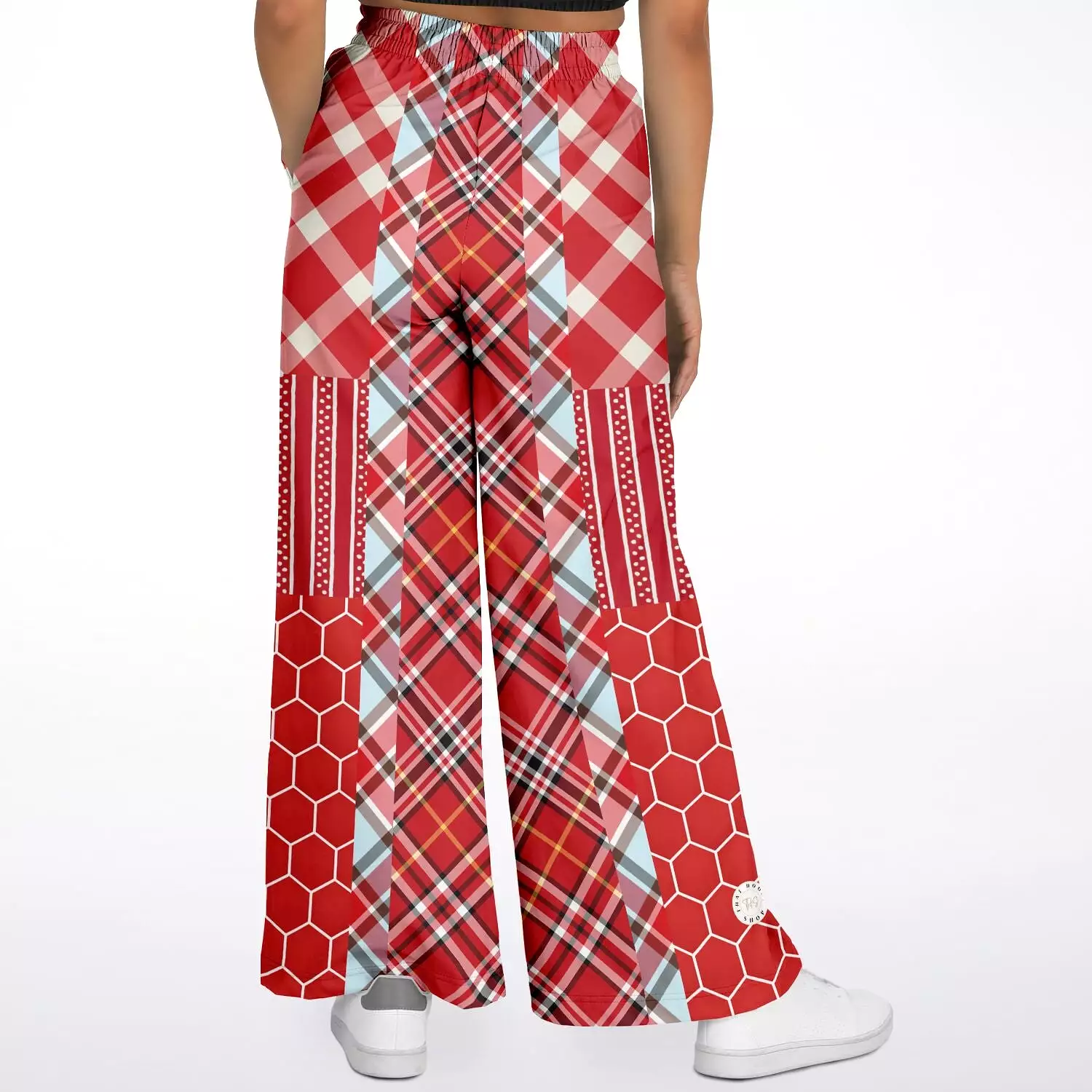 Red Tide Plaid Eco-Poly Stretchy Phat Bellbottoms