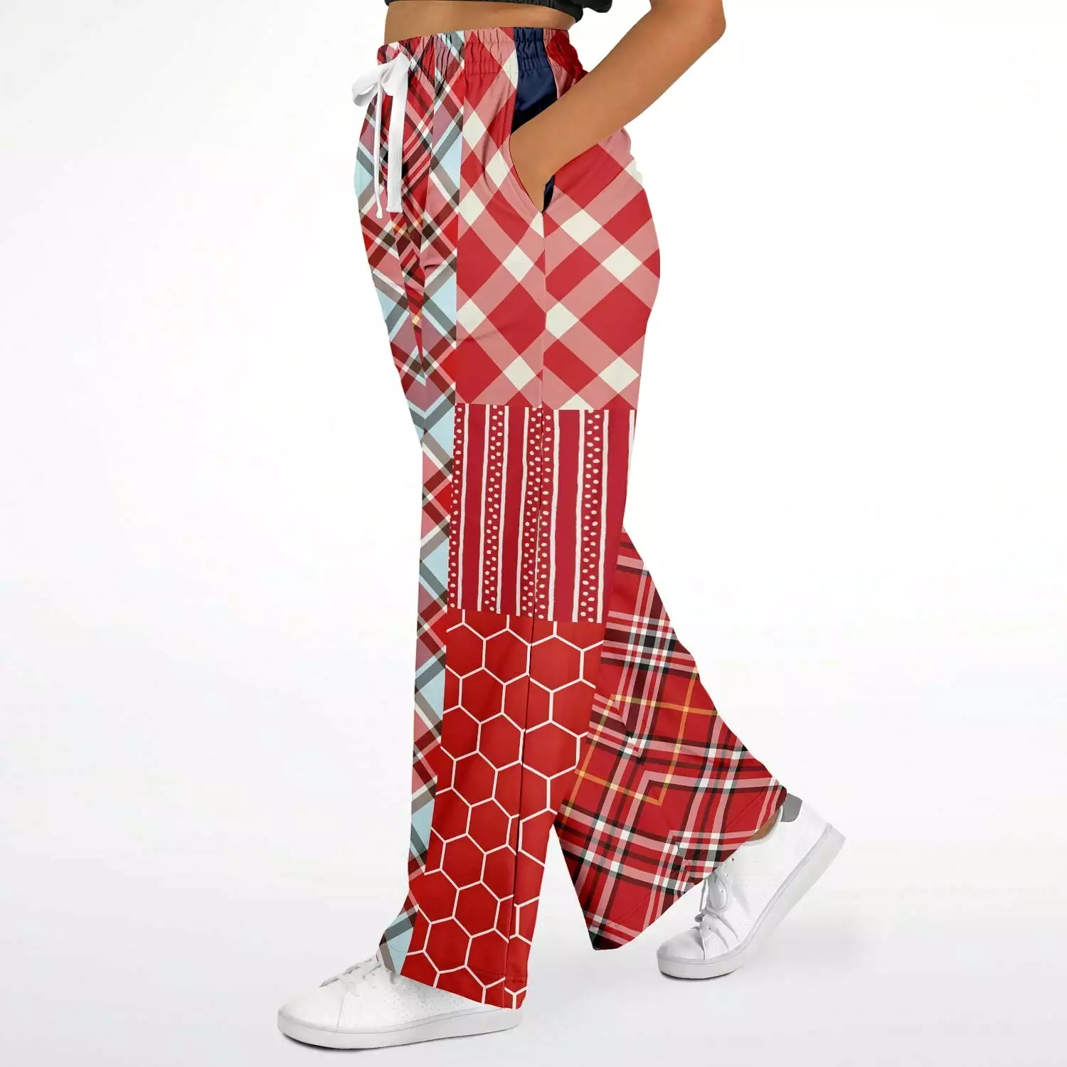 Red Tide Plaid Eco-Poly Stretchy Phat Bellbottoms