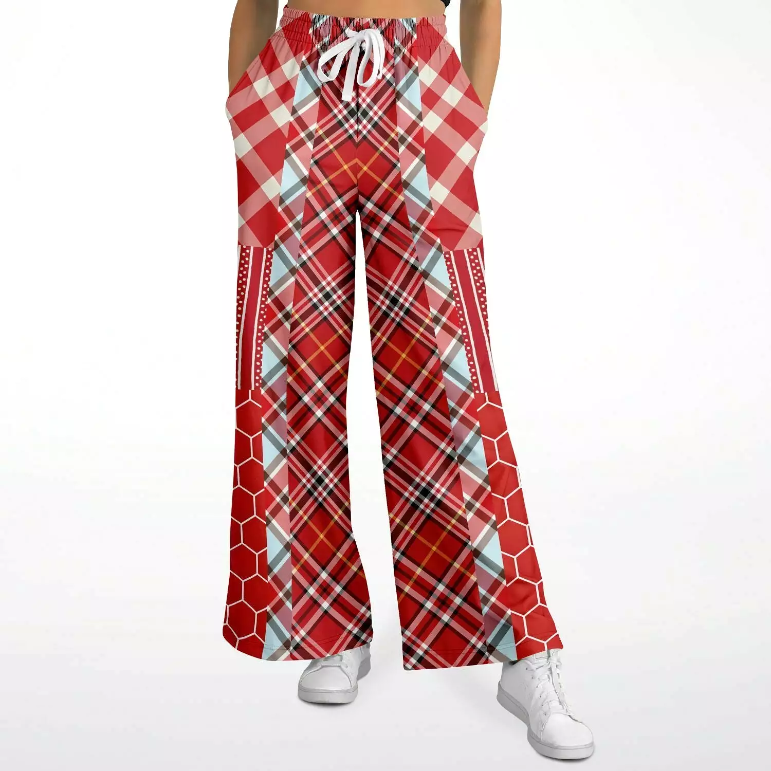 Red Tide Plaid Eco-Poly Stretchy Phat Bellbottoms