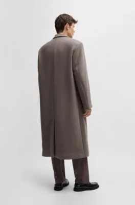 Relaxed-fit coat in wool-blend velour