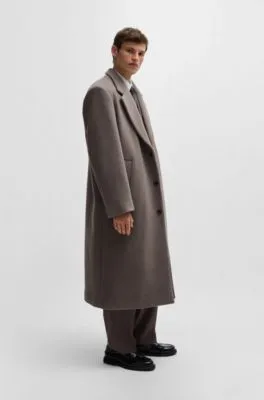 Relaxed-fit coat in wool-blend velour