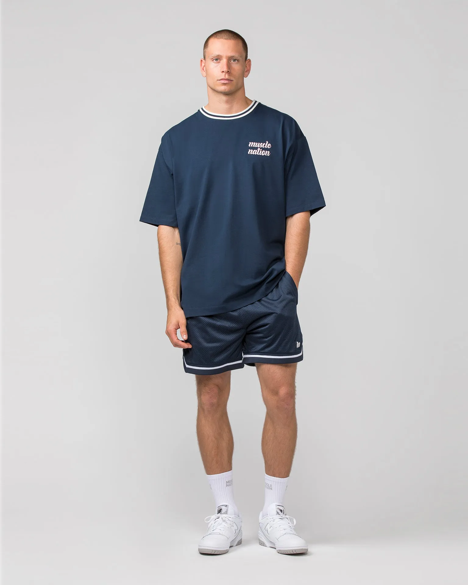 Retro Oversized Tee - Navy