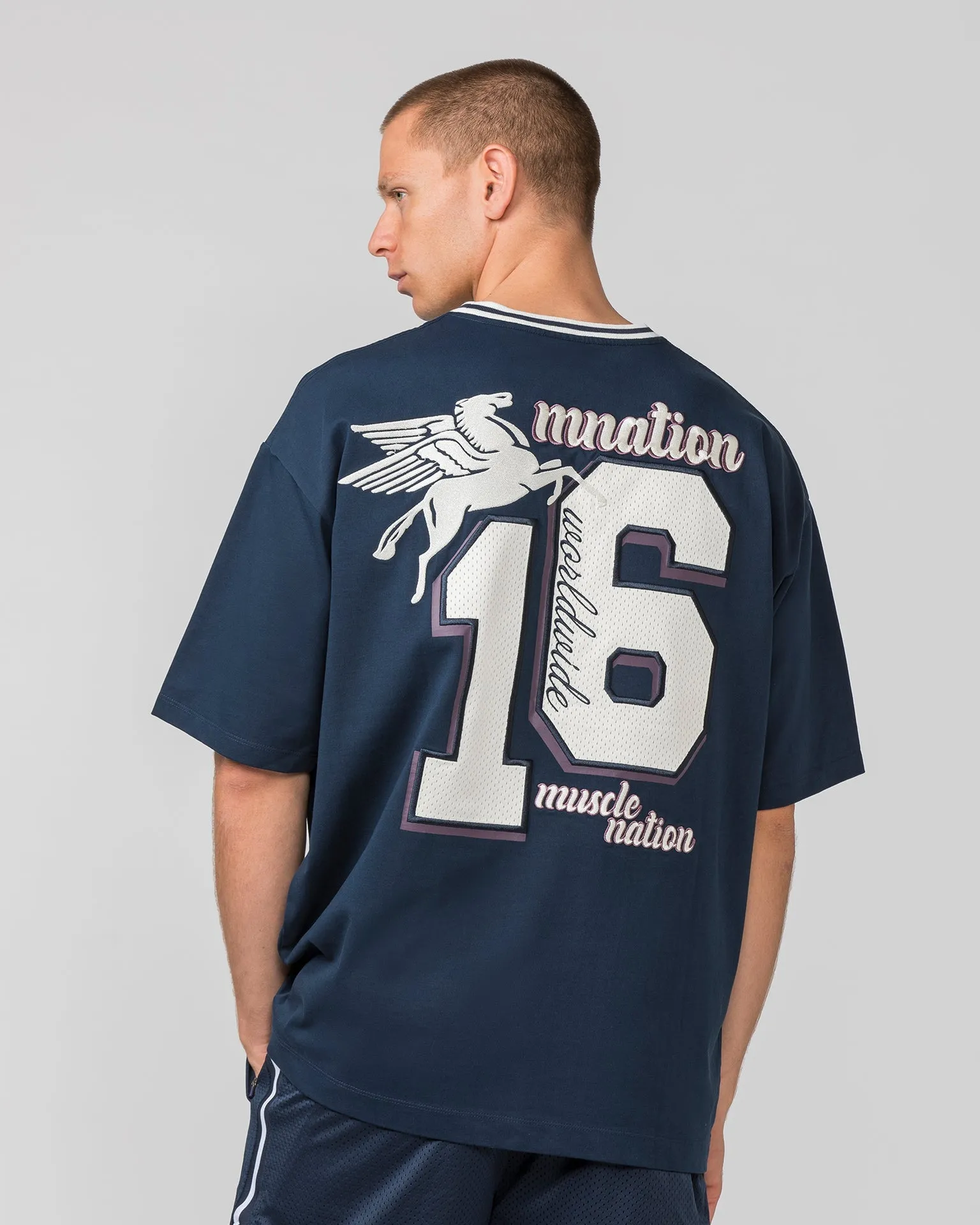 Retro Oversized Tee - Navy