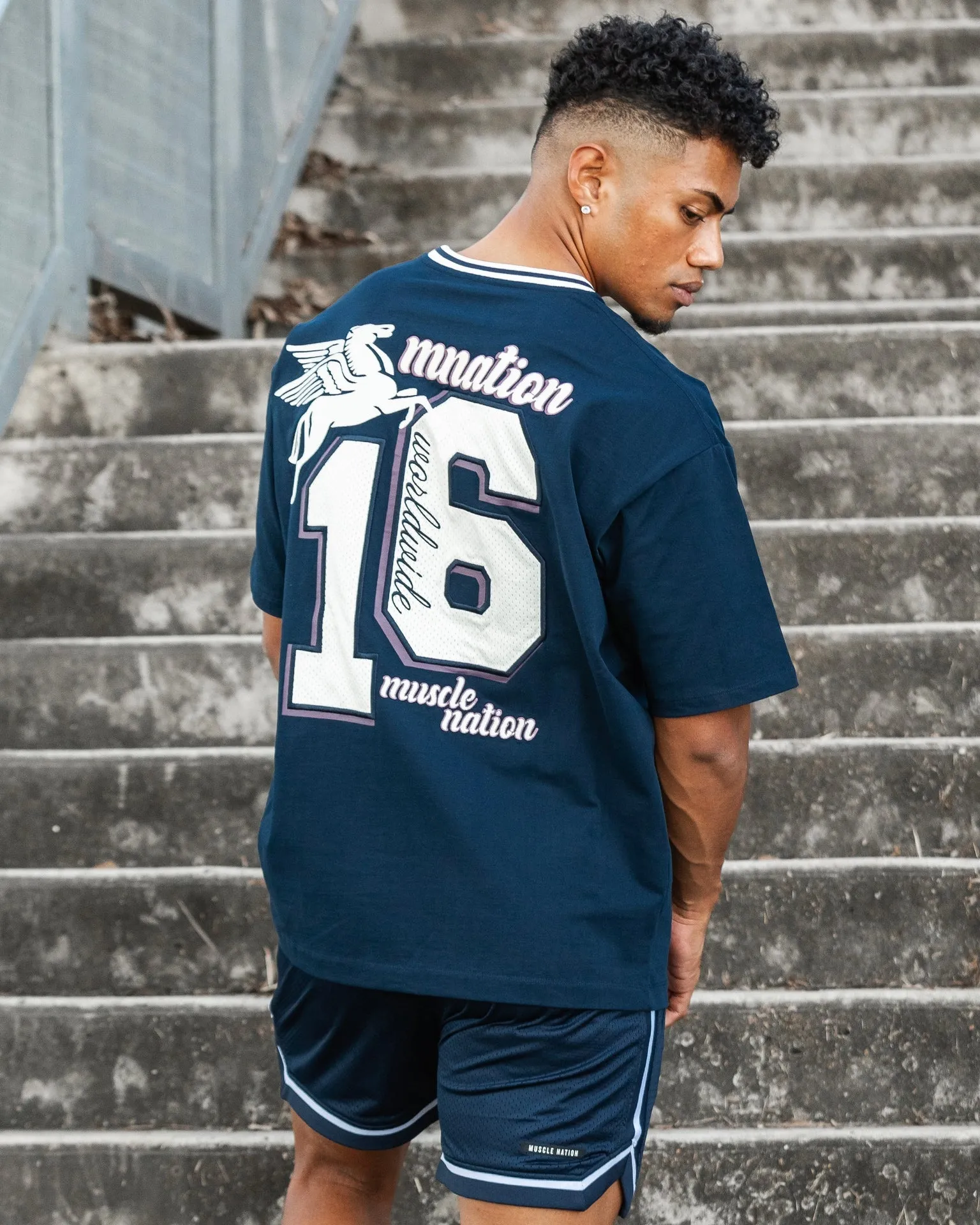 Retro Oversized Tee - Navy