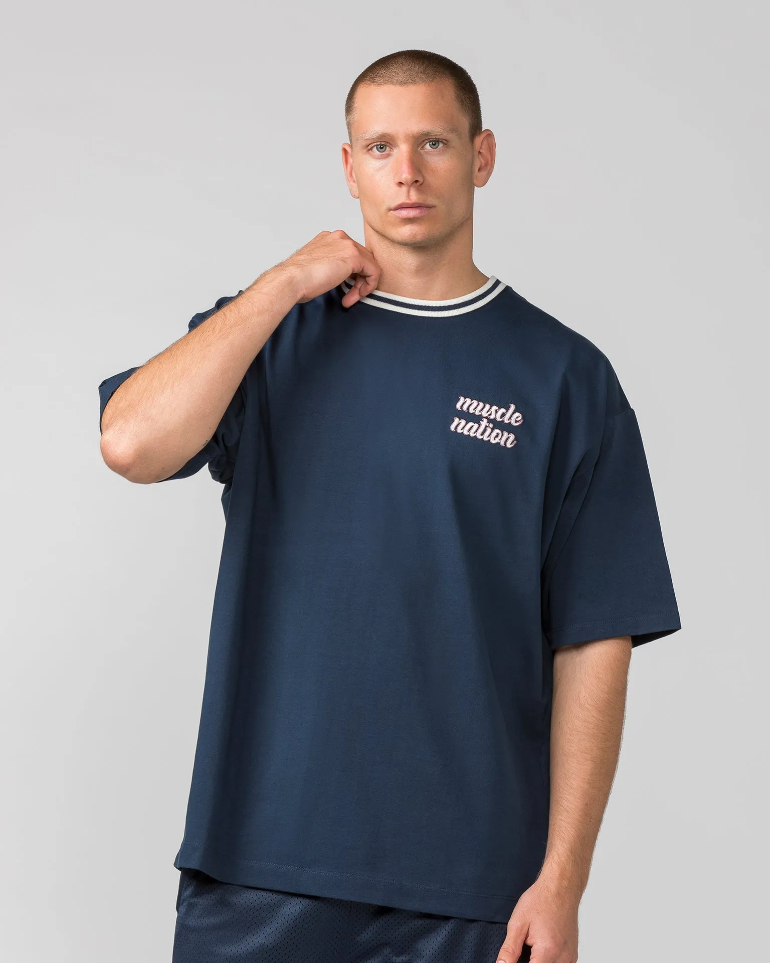 Retro Oversized Tee - Navy