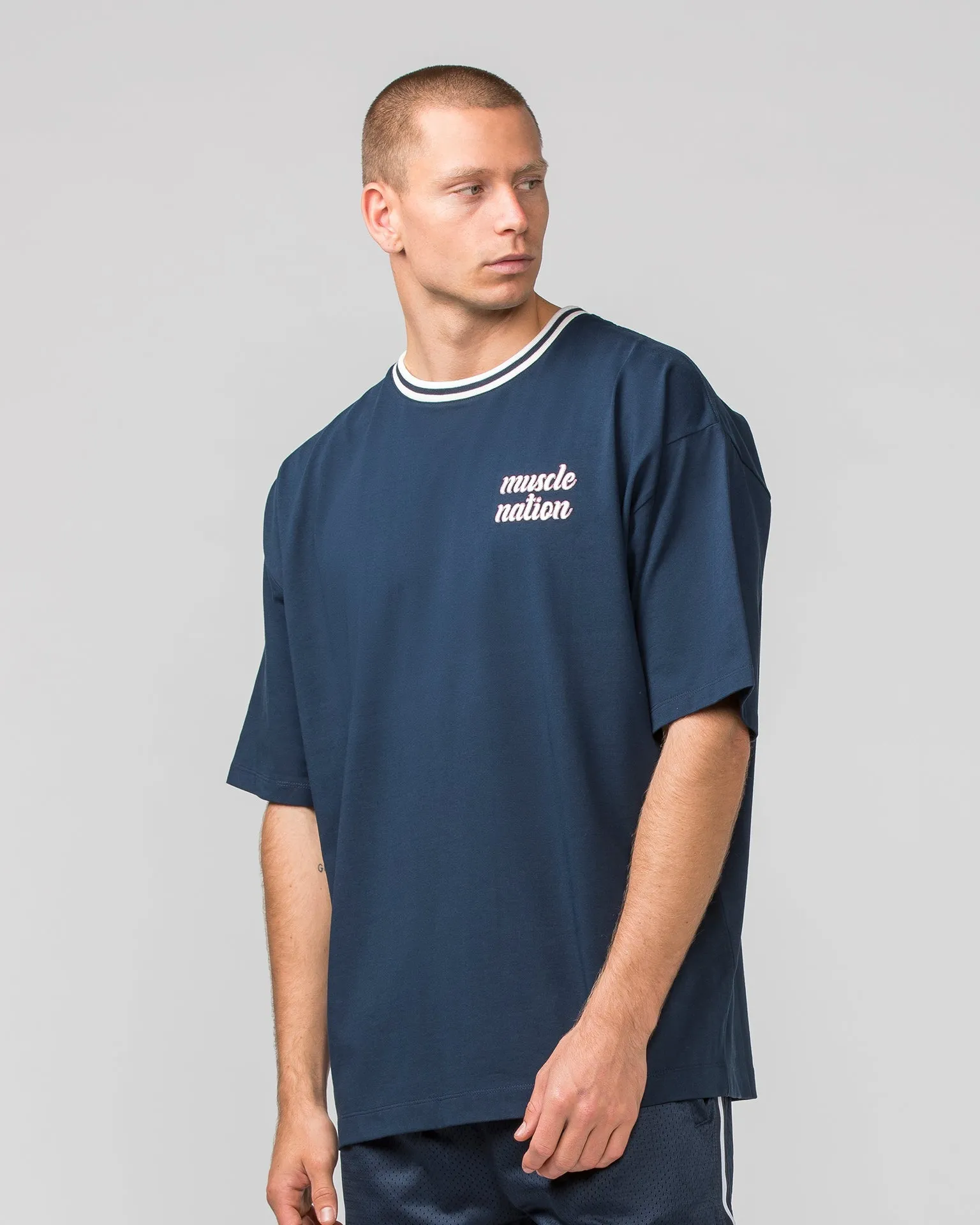 Retro Oversized Tee - Navy