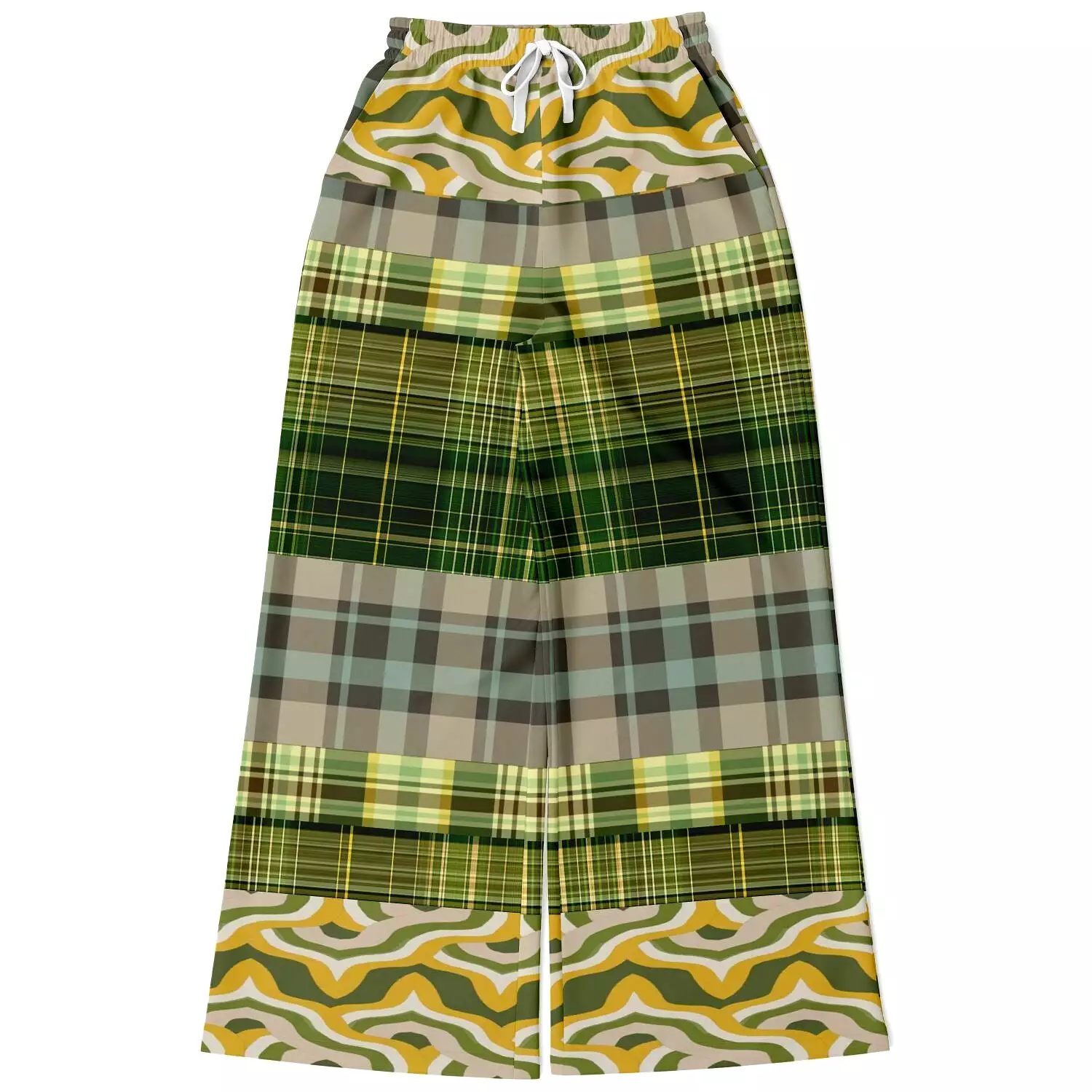 Rolling Green Plaid Eco-Poly Stretchy Phat Bellbottoms