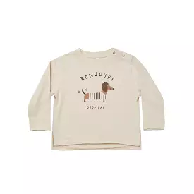 Rylee + Cru Natural Bonjour Raw Edge Long Sleeve Tee