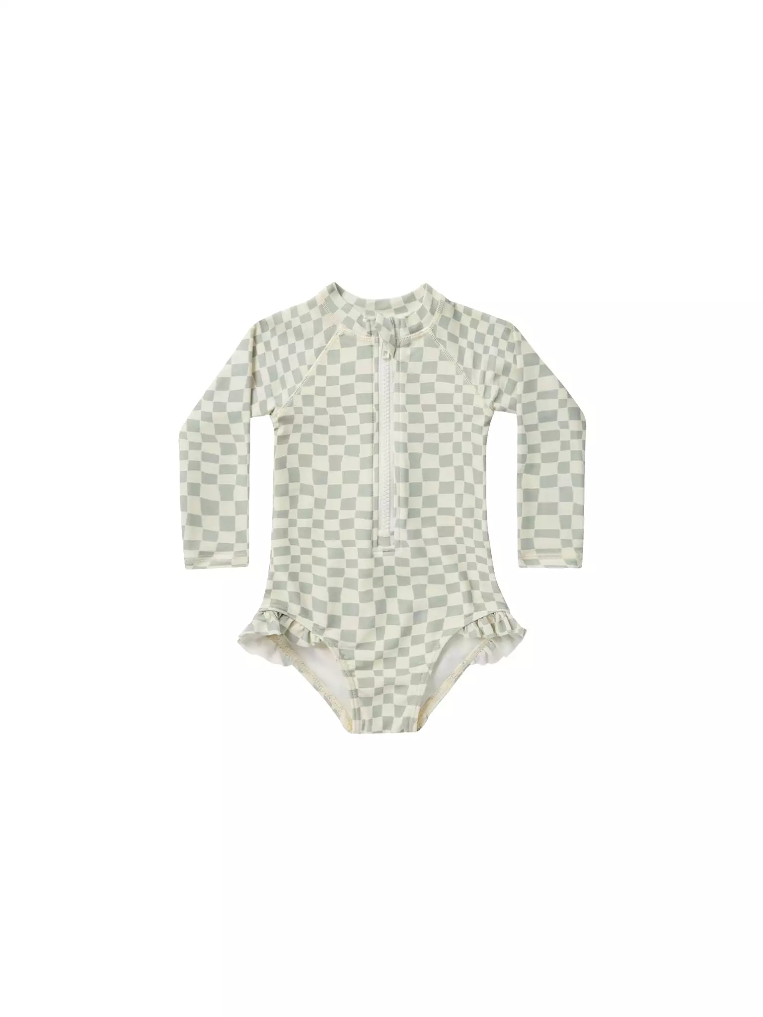 Rylee & Cru - Seafoam Check Rash Guard One Piece