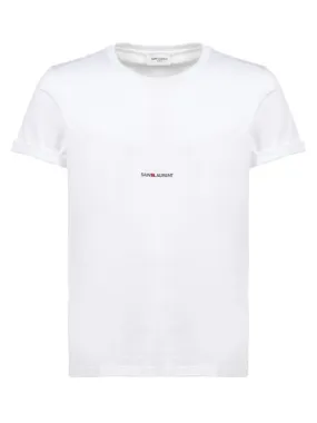 SAINT LAURENT Logo Emblazoned Cotton Crewneck Tee