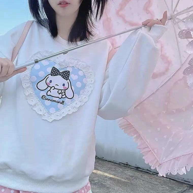 Sanrio collaboration white/blue cinnamoroll pull over