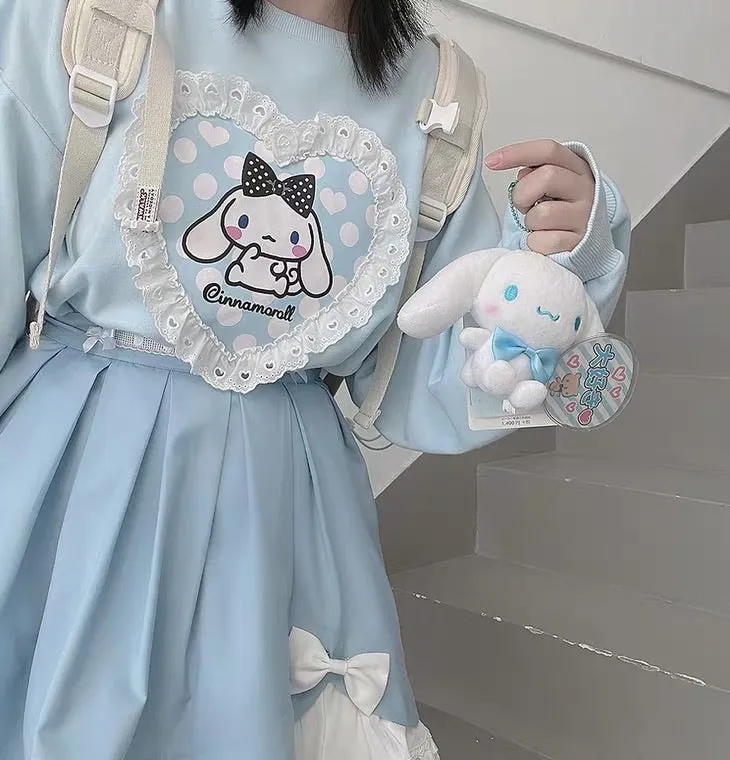 Sanrio collaboration white/blue cinnamoroll pull over