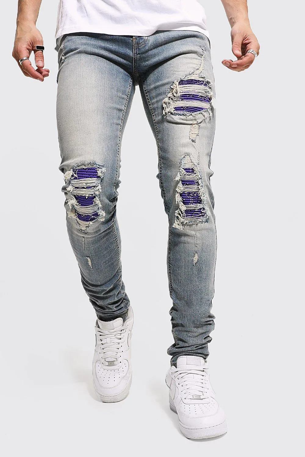 Skinny Stacked Bandana Biker Jean