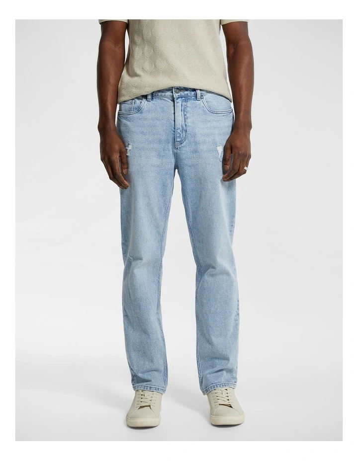 Slinger Straight Ripped Jean in Light Wash