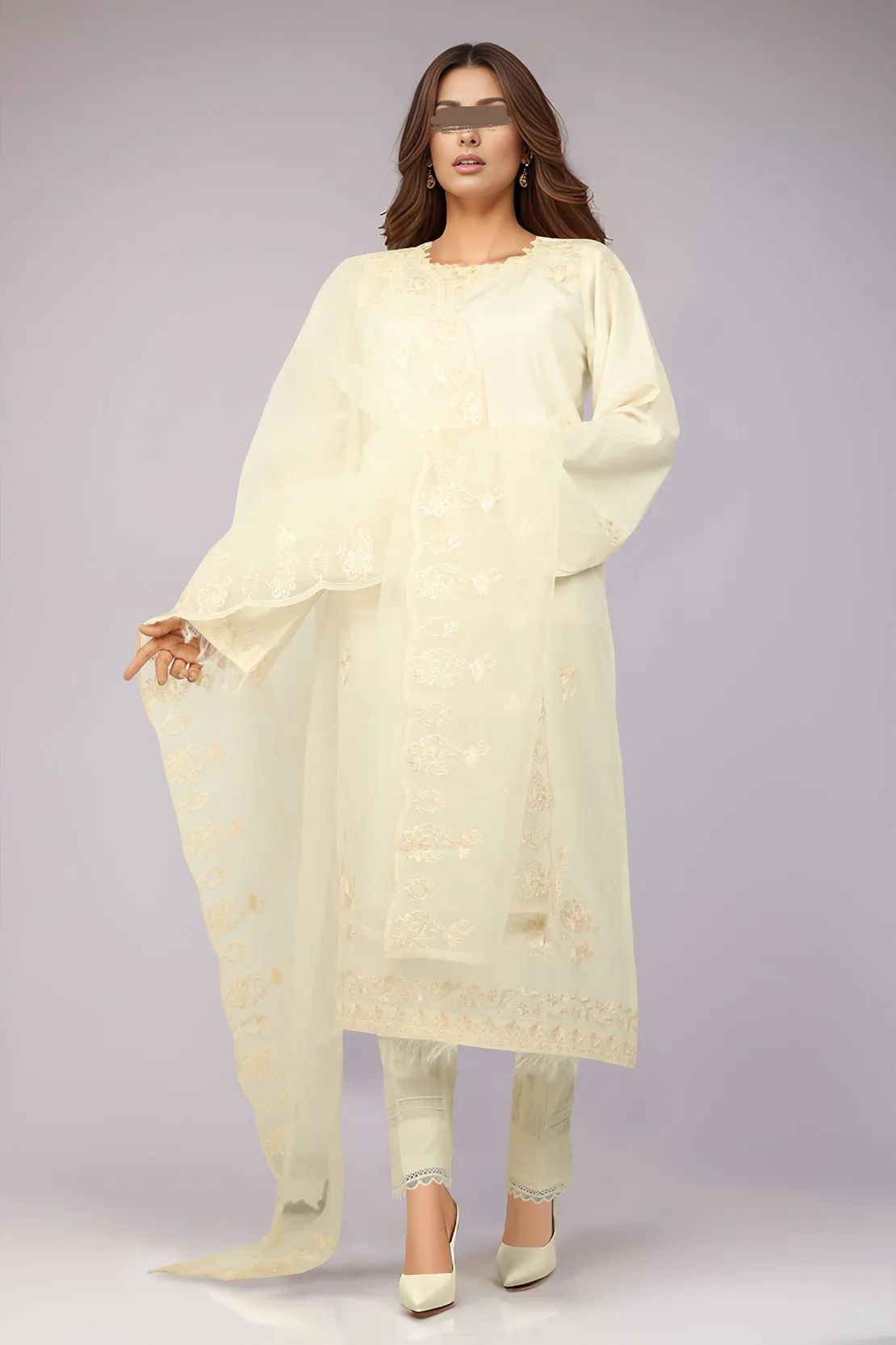 Solid Embroidered Cotton Filament Stitched 2 Piece (Shirt/Trouser)