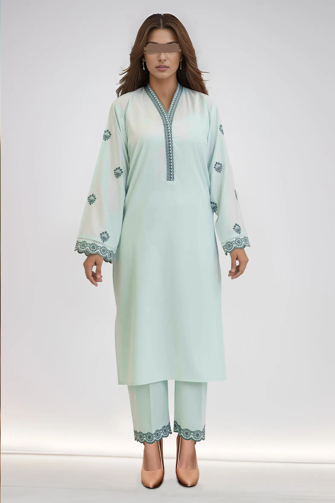 Solid Embroidered Wash n Wear Stitched 2 Piece (Shirt/Trouser)