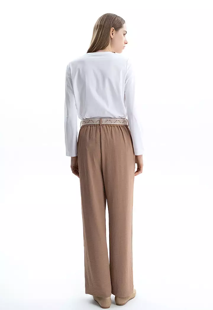 Solid Trouser With Embroidered Belt