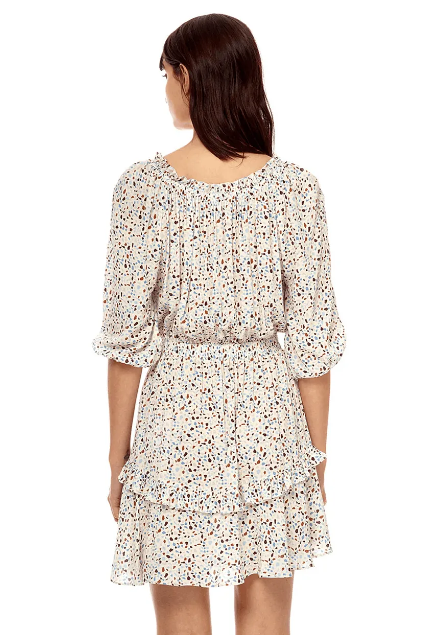 Stellah Mosaic 3/4 Sleeve Scoop Neck Dress