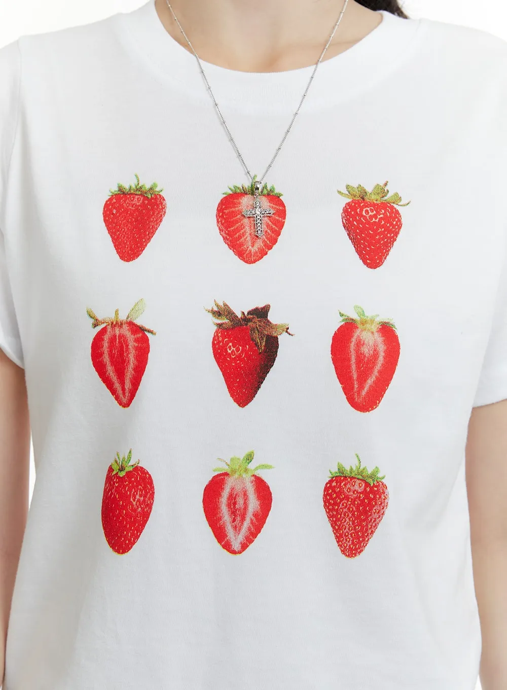 Strawberry Graphic Cotton Tee OA405