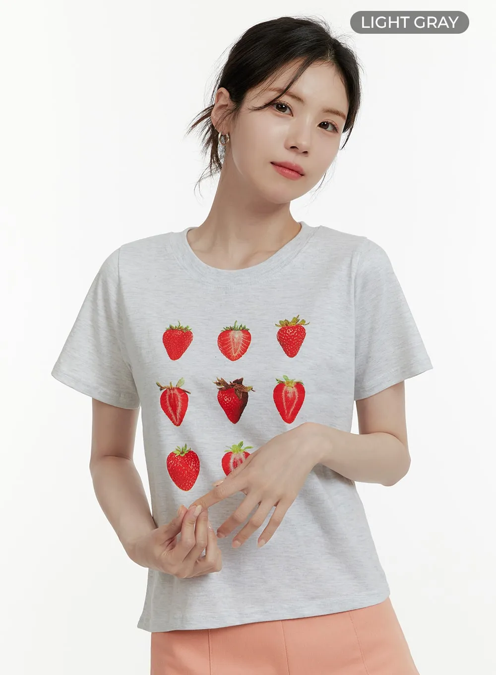 Strawberry Graphic Cotton Tee OA405