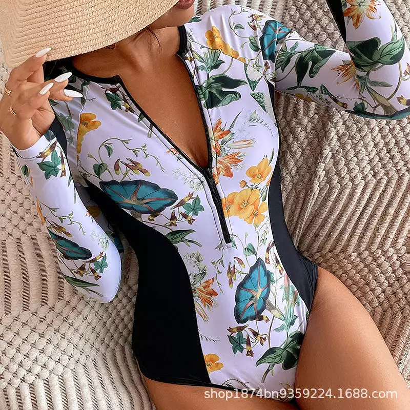 Sun Protection Printed One-piece Swimsuit