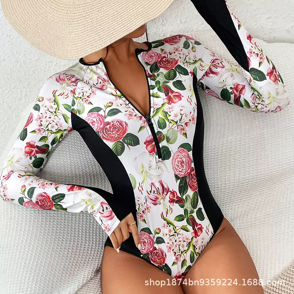 Sun Protection Printed One-piece Swimsuit