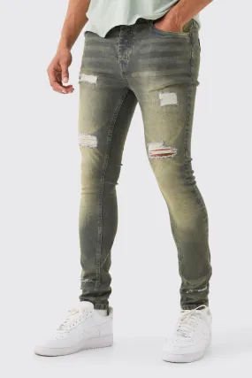 Super Skinny Stretch Ripped Jean | boohooMAN UK