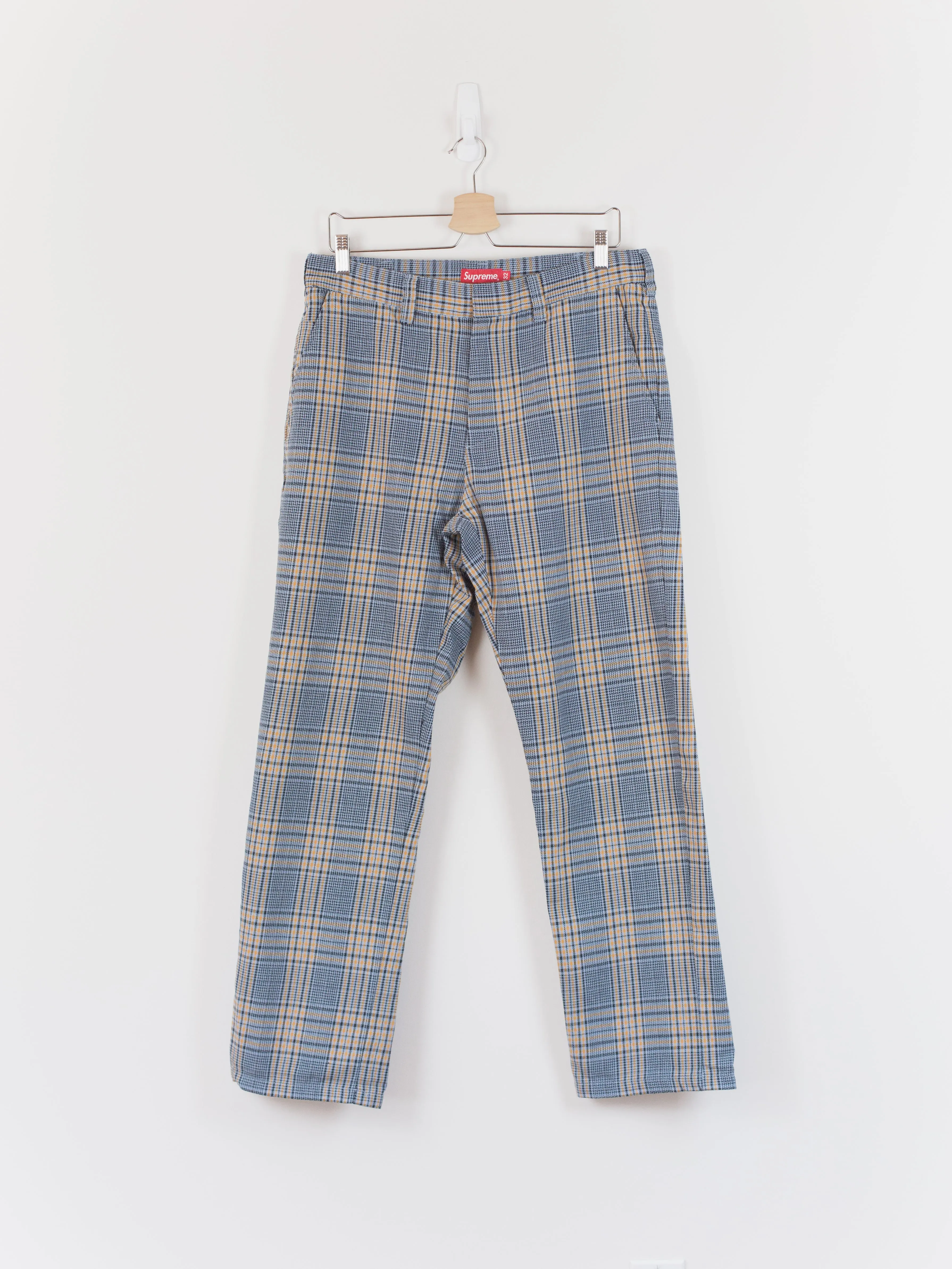 Supreme SS19 Work Pants in Blue Plaid