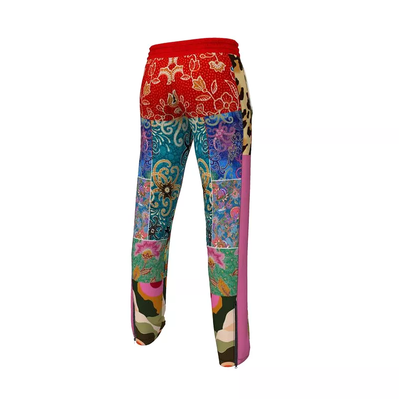 Sweet Clementine Art Deco GirlBatik  Patchwork Track Pants