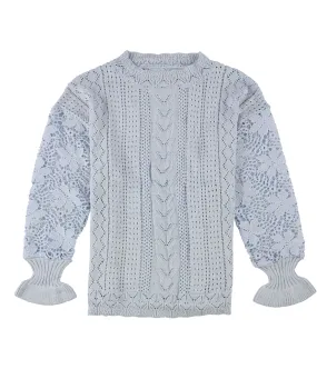 Tags Weekly Womens Crochet Sleeve Pullover Sweater