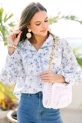 Take Your Turn White Floral Blouse