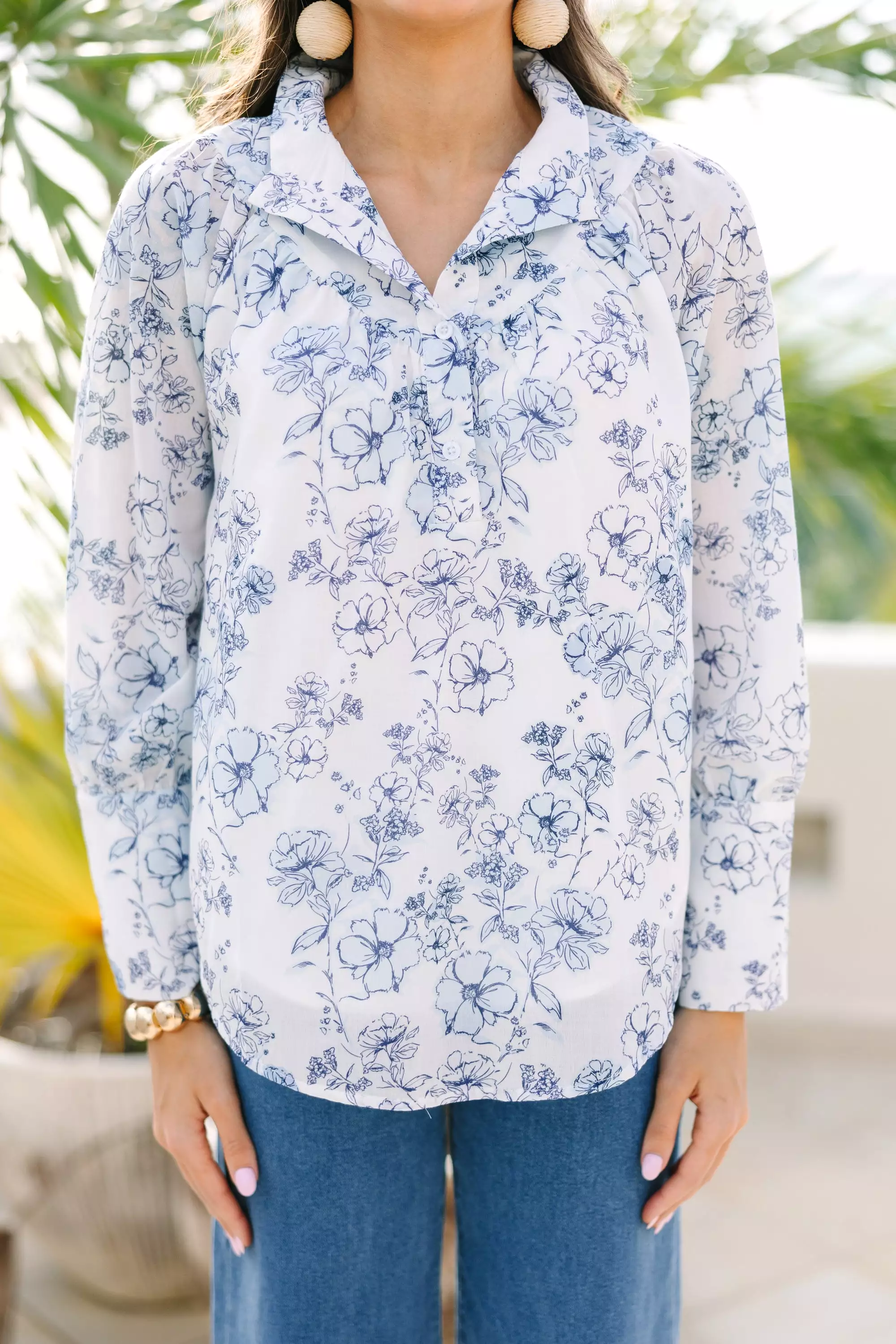 Take Your Turn White Floral Blouse