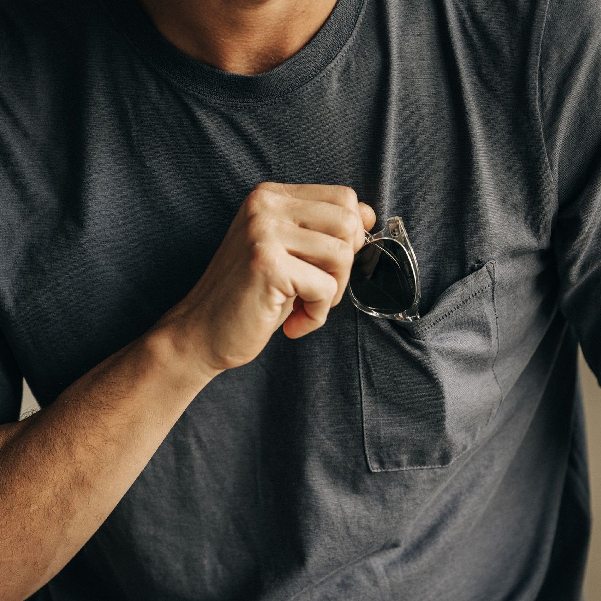 The Cotton Hemp Long Sleeve Tee in Charcoal