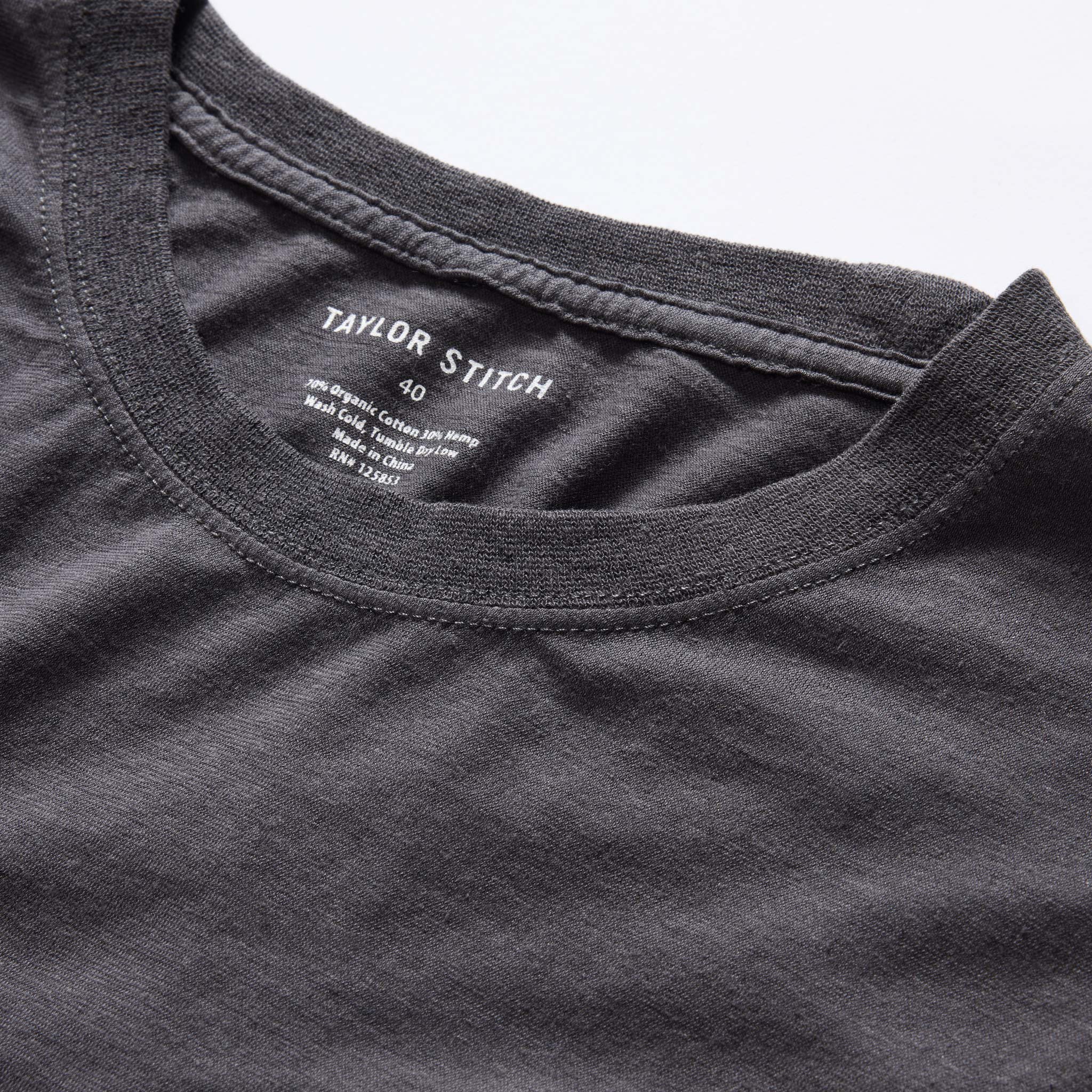 The Cotton Hemp Long Sleeve Tee in Charcoal