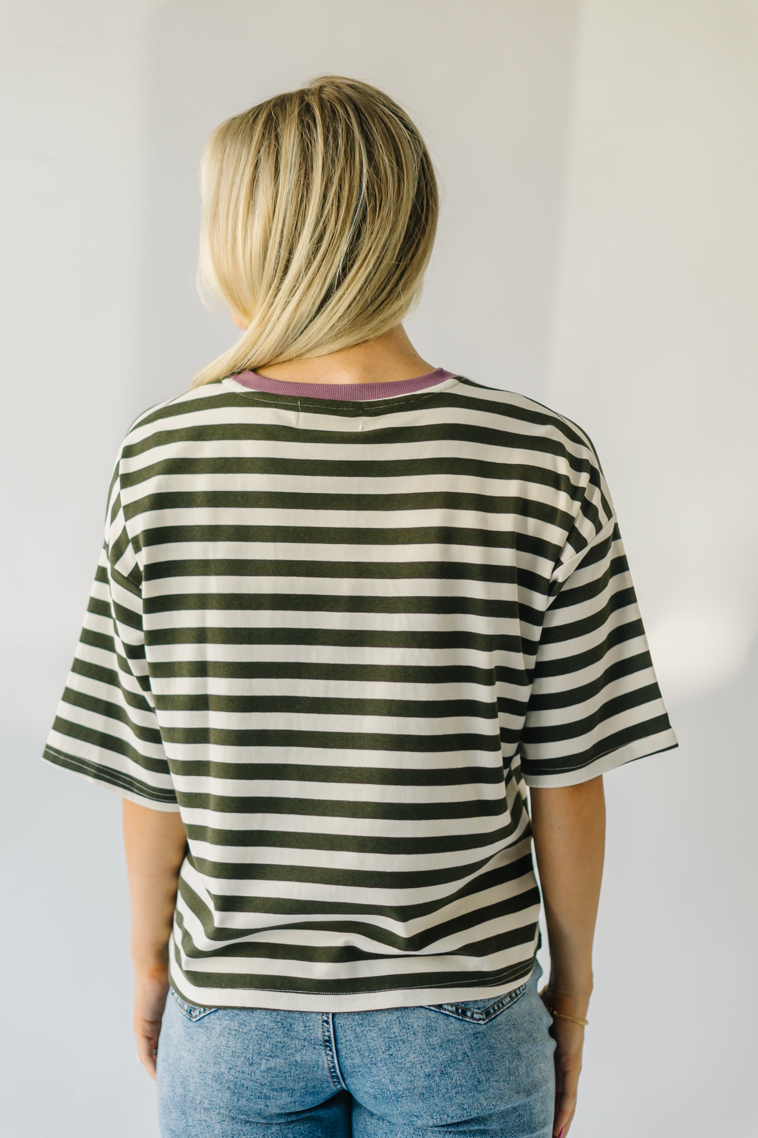 The Janson Oversized Tee in Olive Stripe