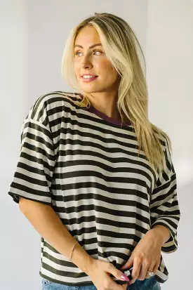 The Janson Oversized Tee in Olive Stripe